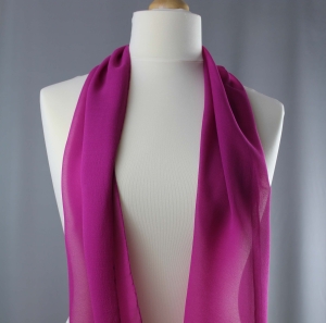 Jedwab naturalny szal żorżeta 138 x 30 amarantowy