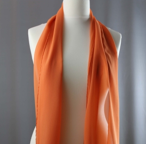Jedwab naturalny szal żorżeta 180 x 45 pomarańczowy