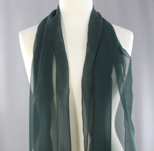 Jedwab naturalny szal żorżeta 180 x 45 zieleń butelkowa