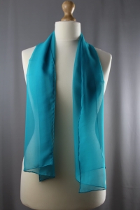 Jedwab naturalny szal żorżeta 138 x 30 ciemny turkus