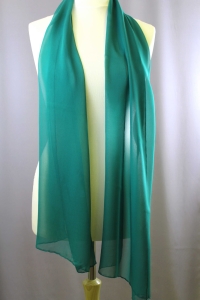 Jedwab naturalny szal żorżeta 180 x 45 szmaragdowy