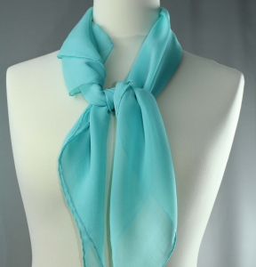 Jedwab naturalny apaszka żorżeta 90 x 90 jasny turkus