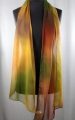Szal malowany żorżeta brązy, żółcie, zielenie.JPG
