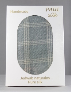Jedwab naturalny szalik męski 145 x 15 krata