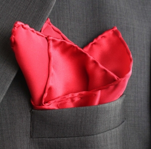 Jedwab naturalny poszetka satynowa czerwona 32 x 32