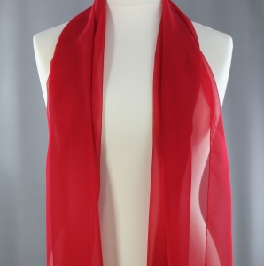 Jedwab naturalny szal żorżeta 180 x 45 czerwony