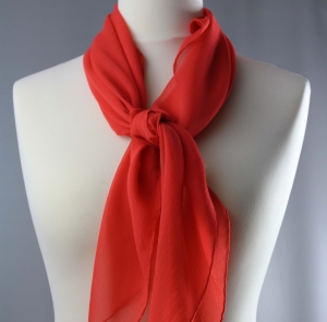 Jedwab naturalny apaszka żorżeta 90 x 90 mandarynkowa